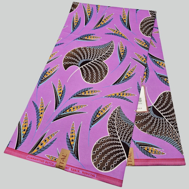 Sewing Batik Fabric - 46Inch * 6Yards Purple African Cotton