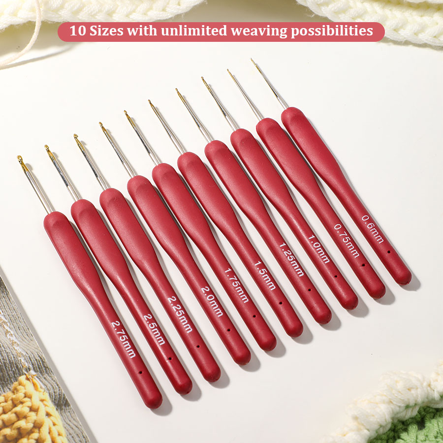10pcs Red Crochet Set Kit Sili - Textile Sewing Kit 리뷰 및 가격