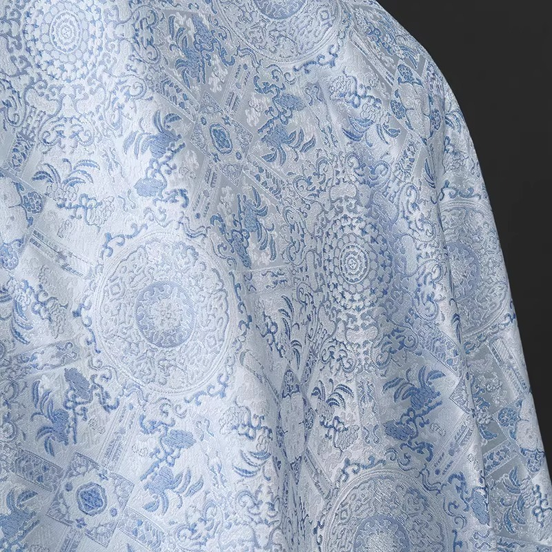 Sky Blue Jacquard Sewing Fabri - Vintage Sewing Textile 리뷰 및 가격