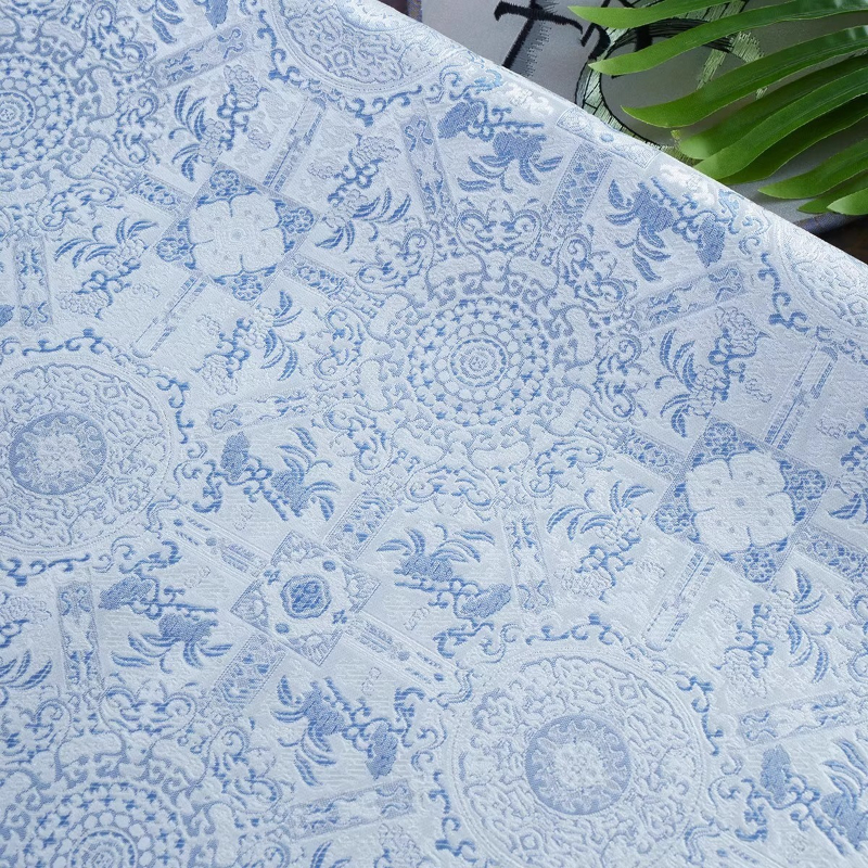 Sky Blue Jacquard Sewing Fabri - Vintage Sewing Textile 리뷰 및 가격