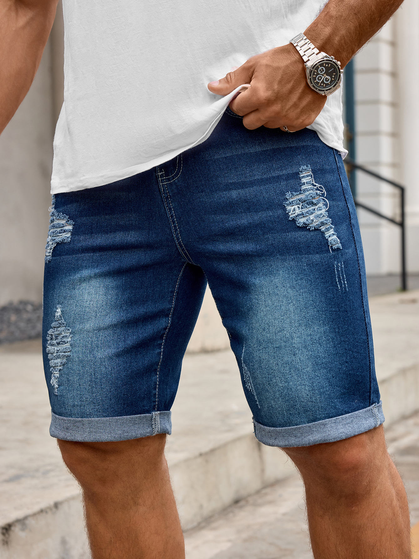 Men Denim Trousers Jeans Short - Sewing Hemming 리뷰 및 가격