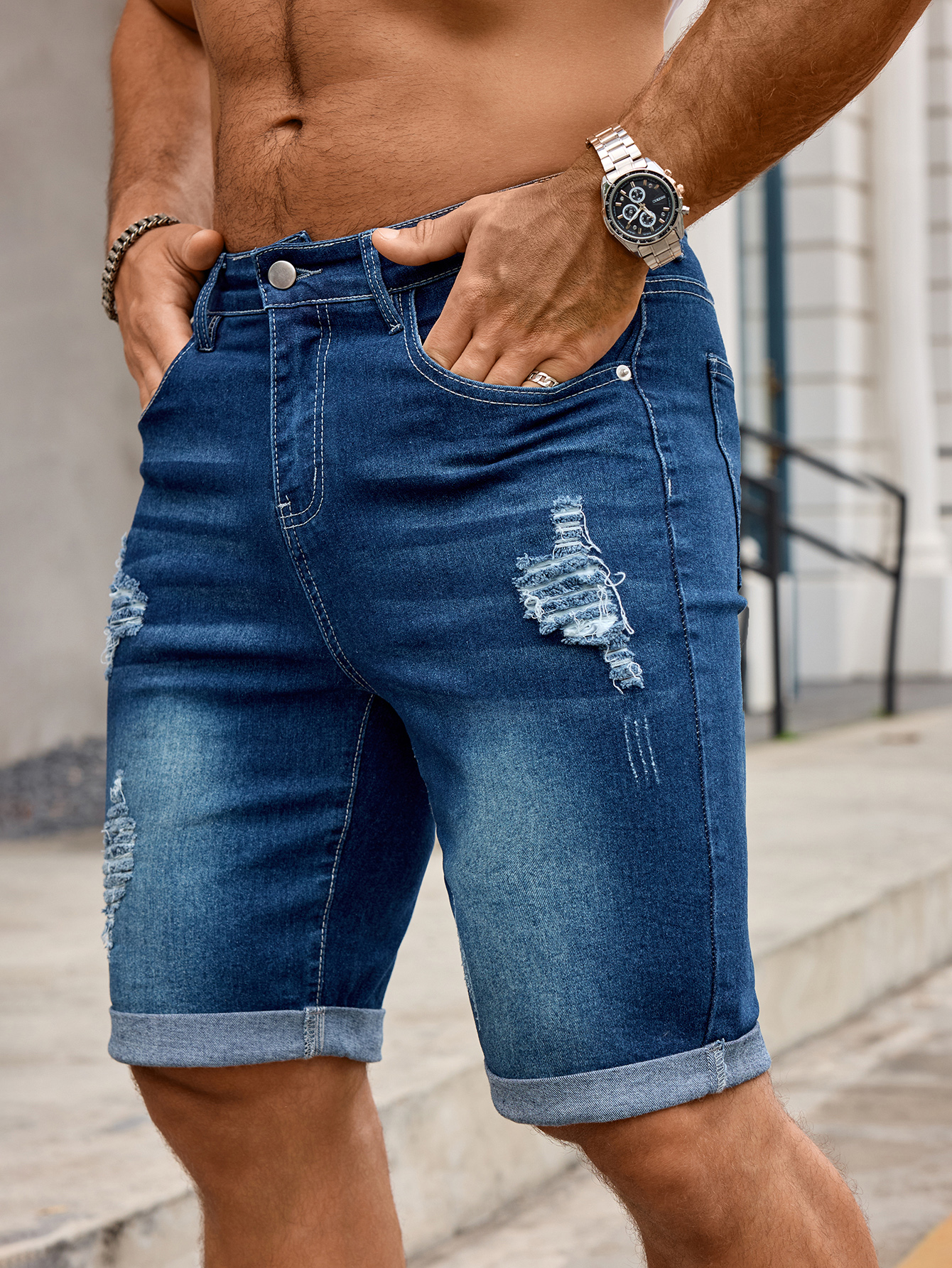 Men Denim Trousers Jeans Short - Sewing Hemming 리뷰 및 가격