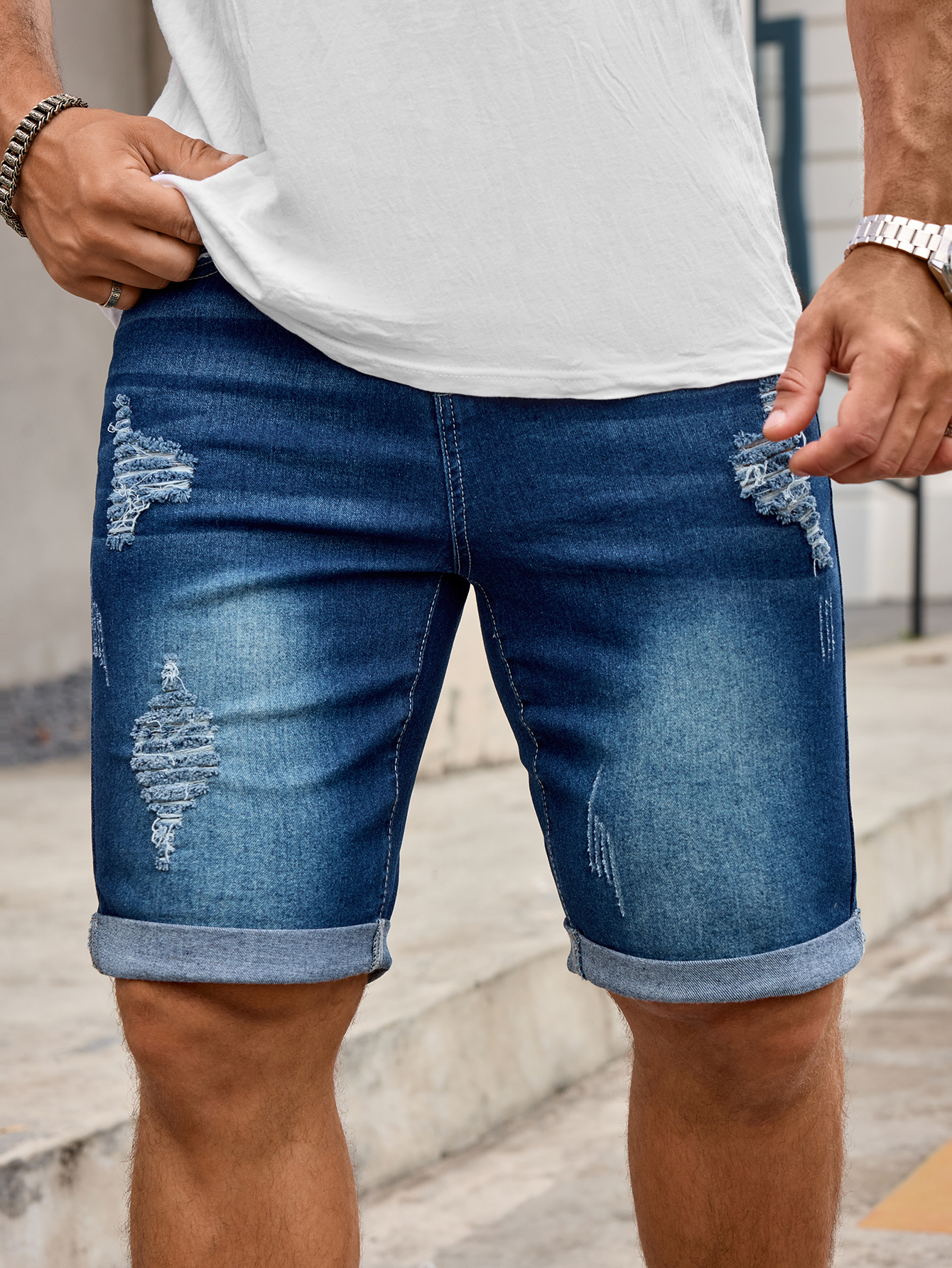 Men Denim Trousers Jeans Short - Sewing Hemming 리뷰 및 가격