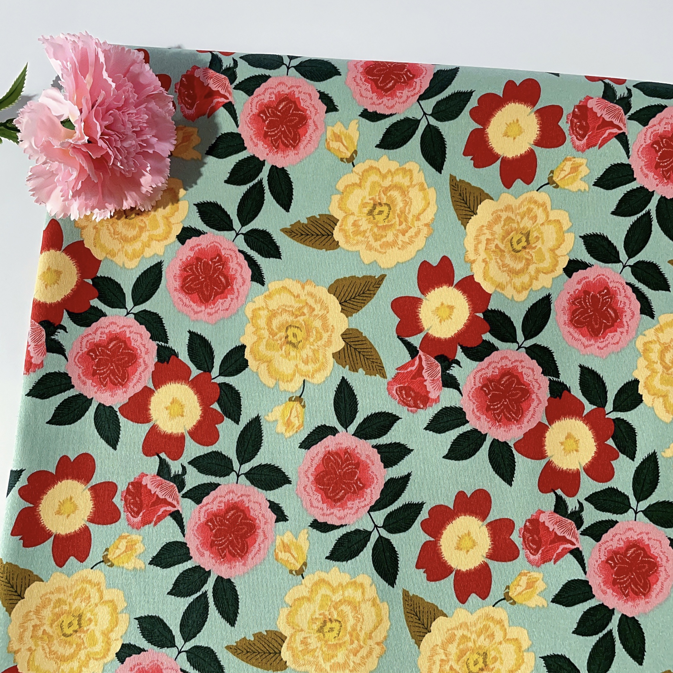 Vintage Floral Printed Satin 1 - Vintage Sewing Textile 리뷰 및 가격