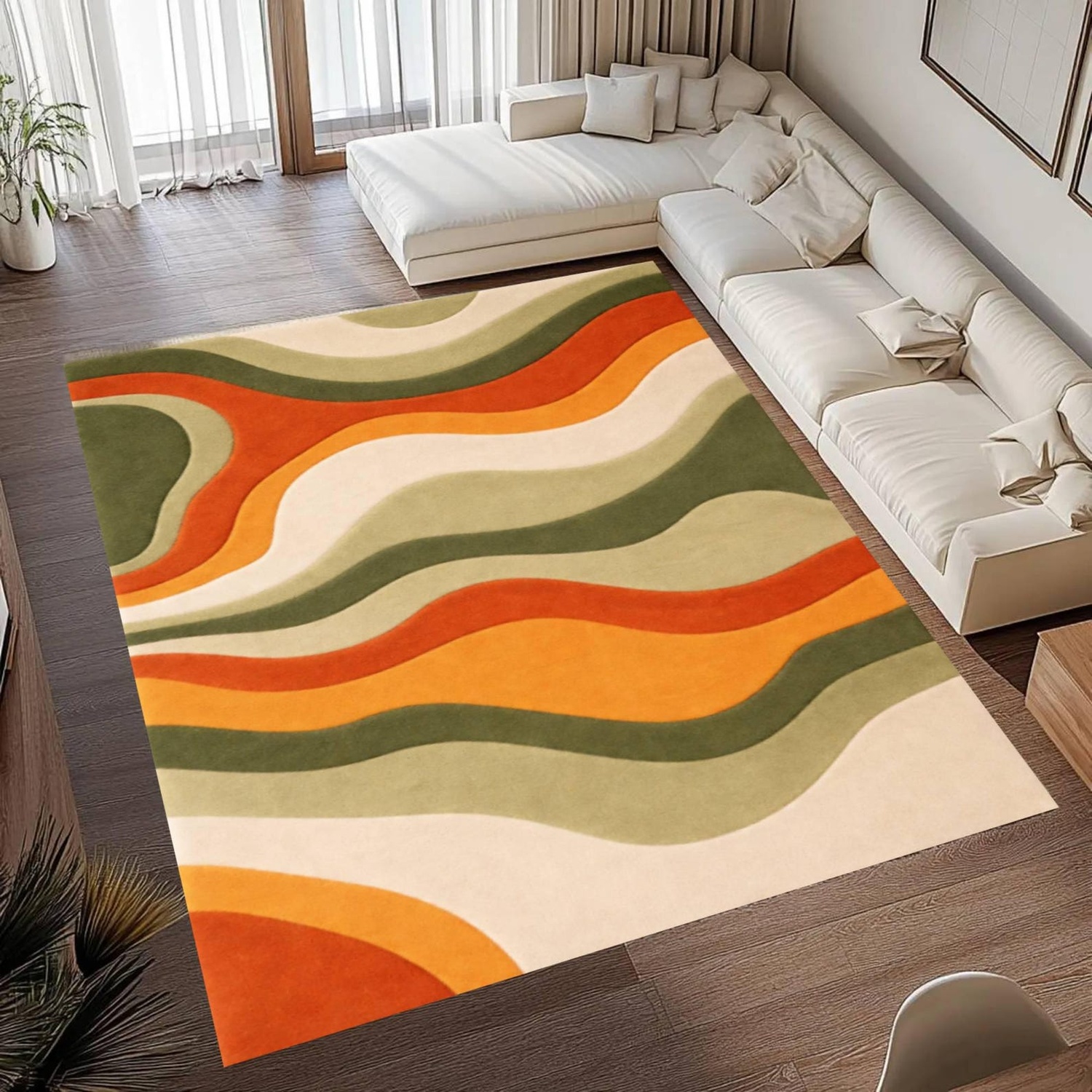 Vintage Wave Pattern Rug: Mid- - Century Textile & Sewing Supply Online Shopping 리뷰 및 가격